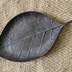 Crate & Barrel metal copper leaf platter